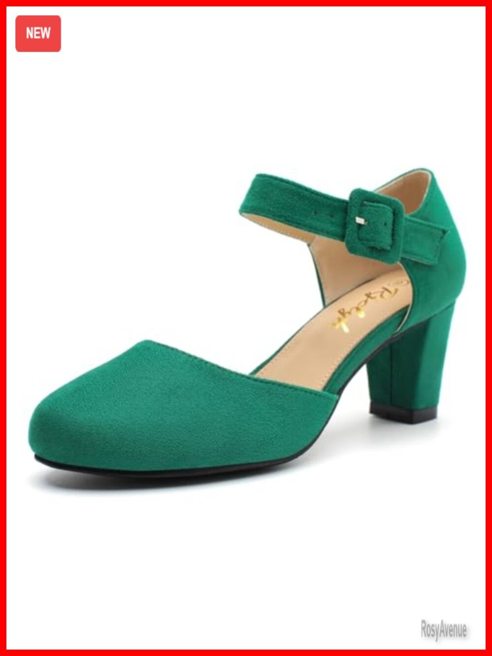 Mary Jane Pumps Round Closed Toe 2.36" Block Heel Ankle Strap Dress Shoes